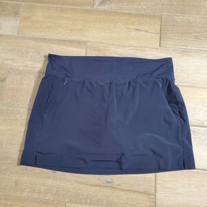 ATHLETA SKORT BLUE POLY/SPANDEX ELASTIC WAIST POCKETS STRETCH SIZE 18